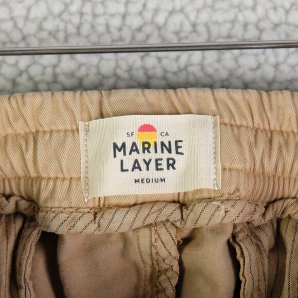 Marine Layer Sweatpants Mens Medium Beige Brown Slim Fit Heavyweight Cotton - Picture 8 of 12